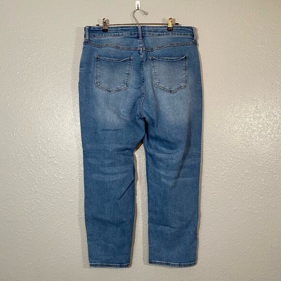 Song Womens 16 Mom Jean Medium Wash High Rise Denim Blue Straight Whiskering - Picture 2 of 7